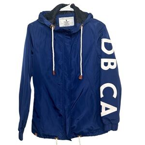 Dutch Bros SALE California SMALL Blue Zip Up Hooded Windbreaker Jacket DB 1992
